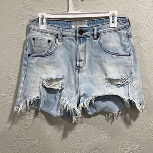 One Teaspoon Legend High Waist Distressed Mom Fit Shorts Size 28